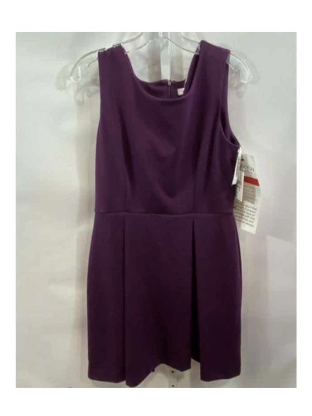 Calvin Klein Womens Purple Sleeveless A-Line Dress Size 12 Pleated NWT $99